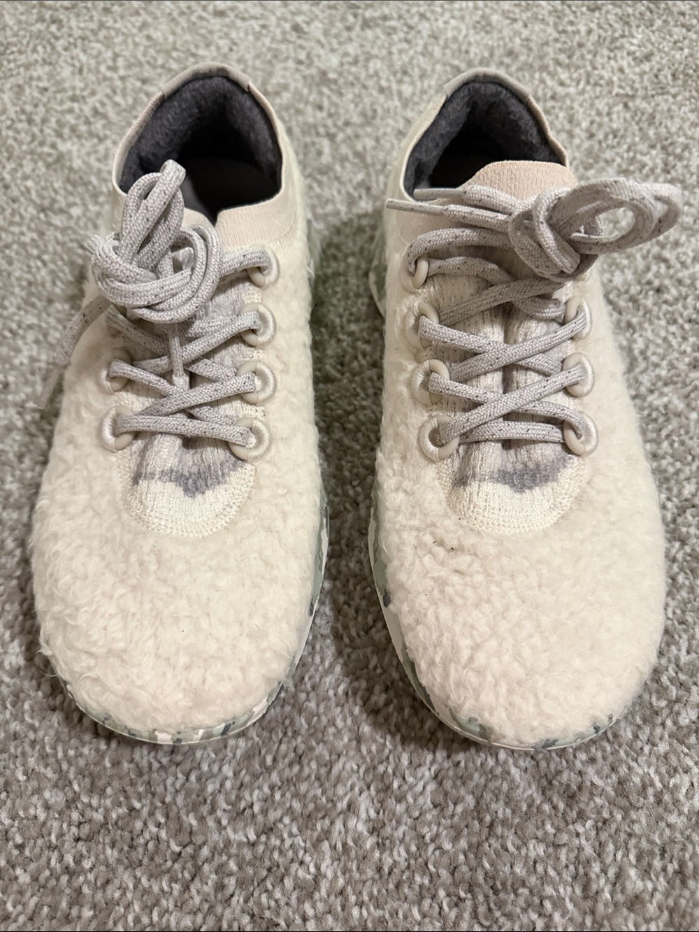 allbirds Wool Dasher Fluff Cloud Pixel White Sherpa Camo Running Shose Size W8.5